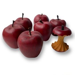 Set of Wooden Decorative Fruit Apples Home Decor Centerpiece Display